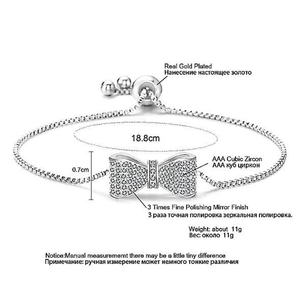 White Gold Plated Bow Knot Bracelet - Picture 7 of 7